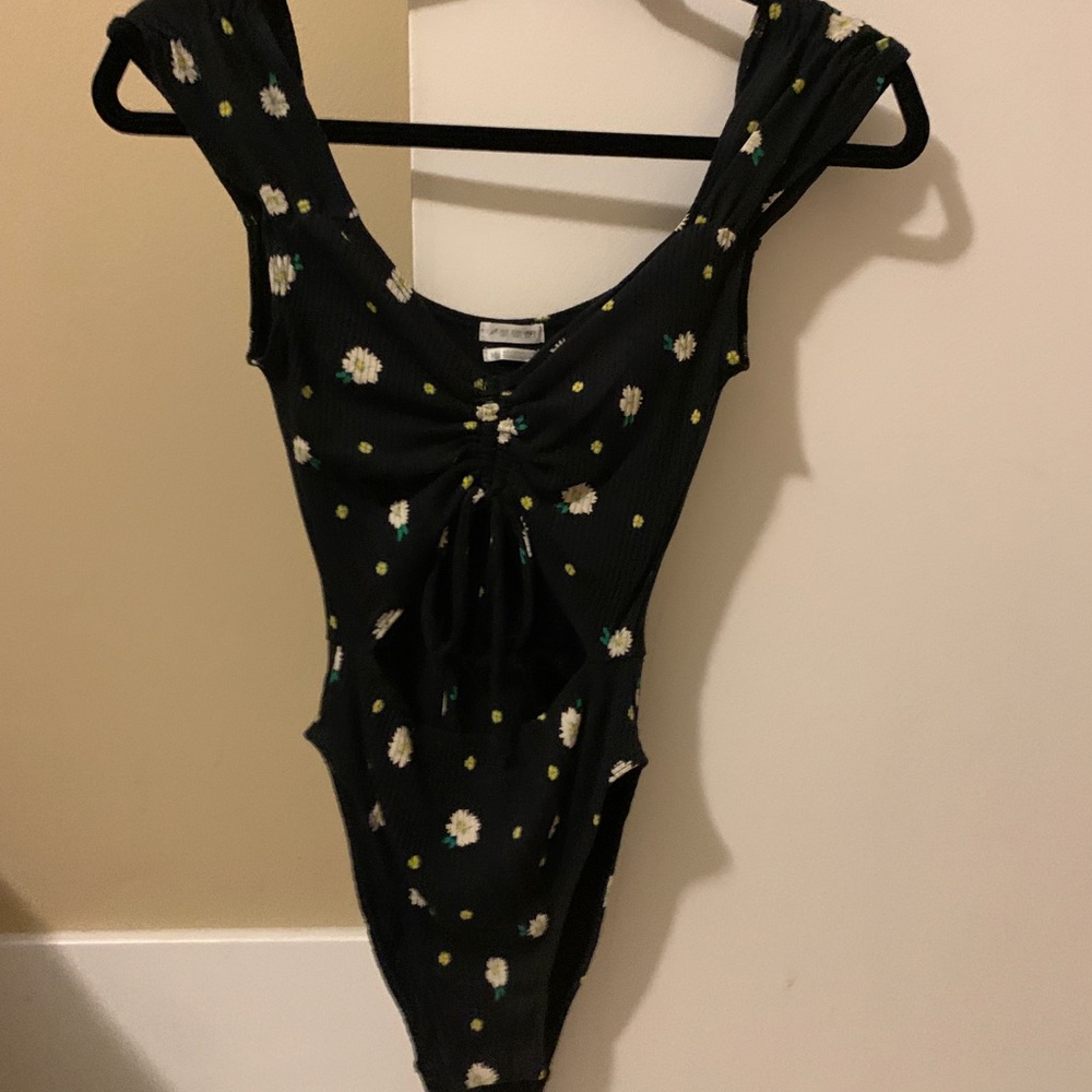 Black floral body suit